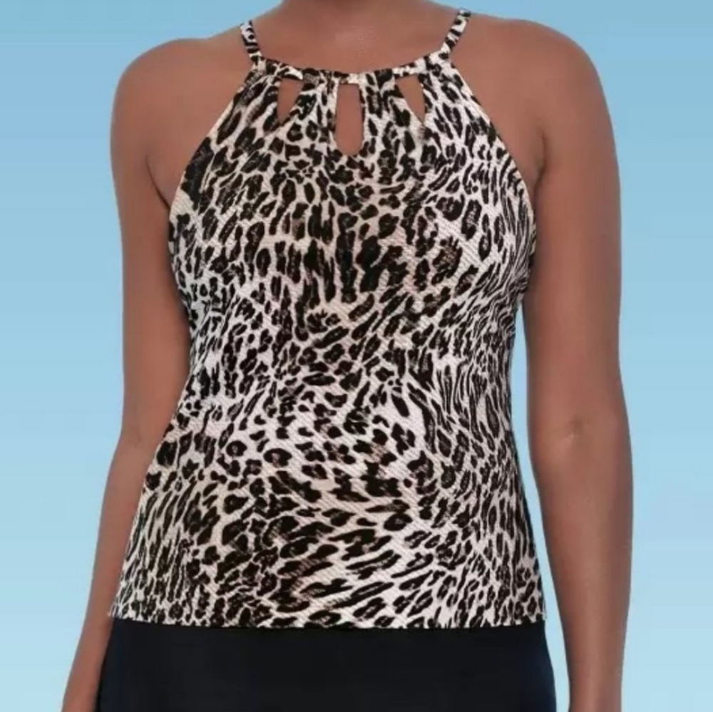 🆕️ Leopard Print Slimming Flowy Tankini Swim Suit, Dreamsuit by Miracle Brands